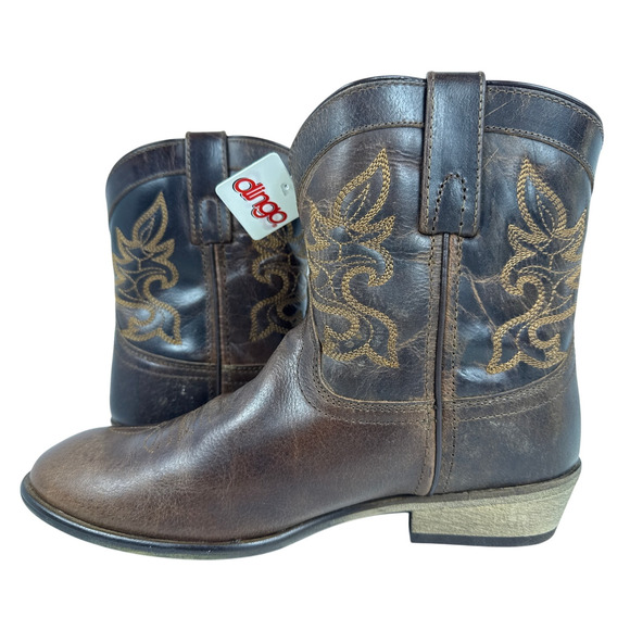 Dingo Willie Western Ankle Boots DI865 Brown Leather Embroidered Women's 9.5M - Picture 3 of 12